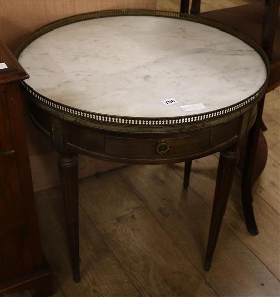 An Empire style marble top circular low table W.64cm